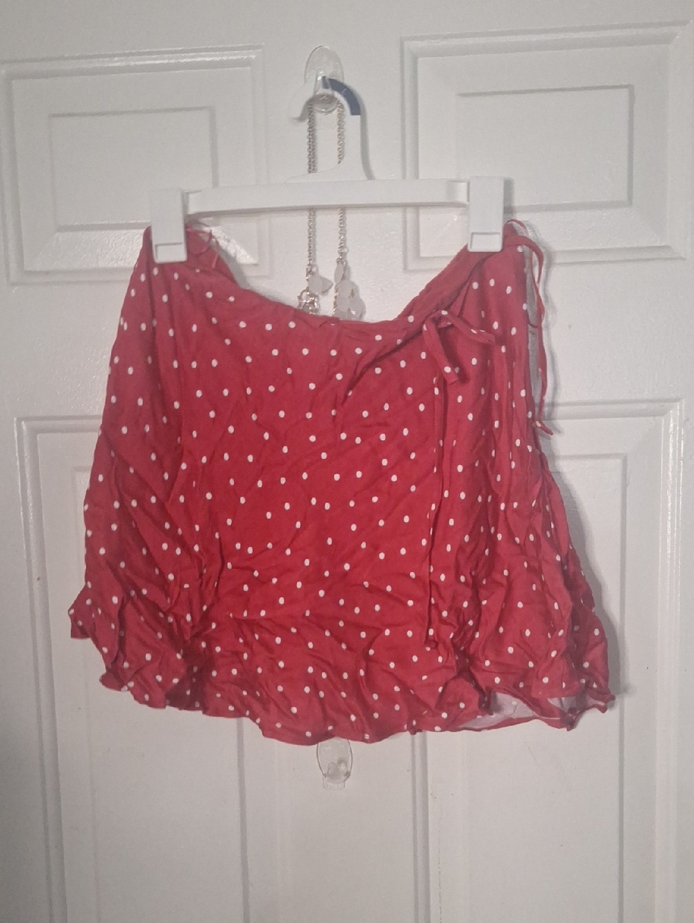 Francesca's Collections Red Polka Dot Off-Shoulder Crop Top
